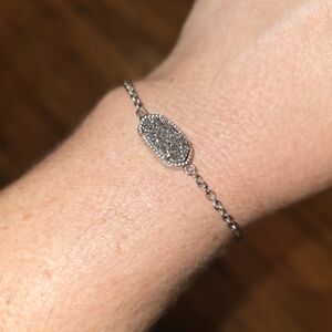 Kendra Scott Elaina Silver Adjustable Chain Bracelet in Platinum Drusy